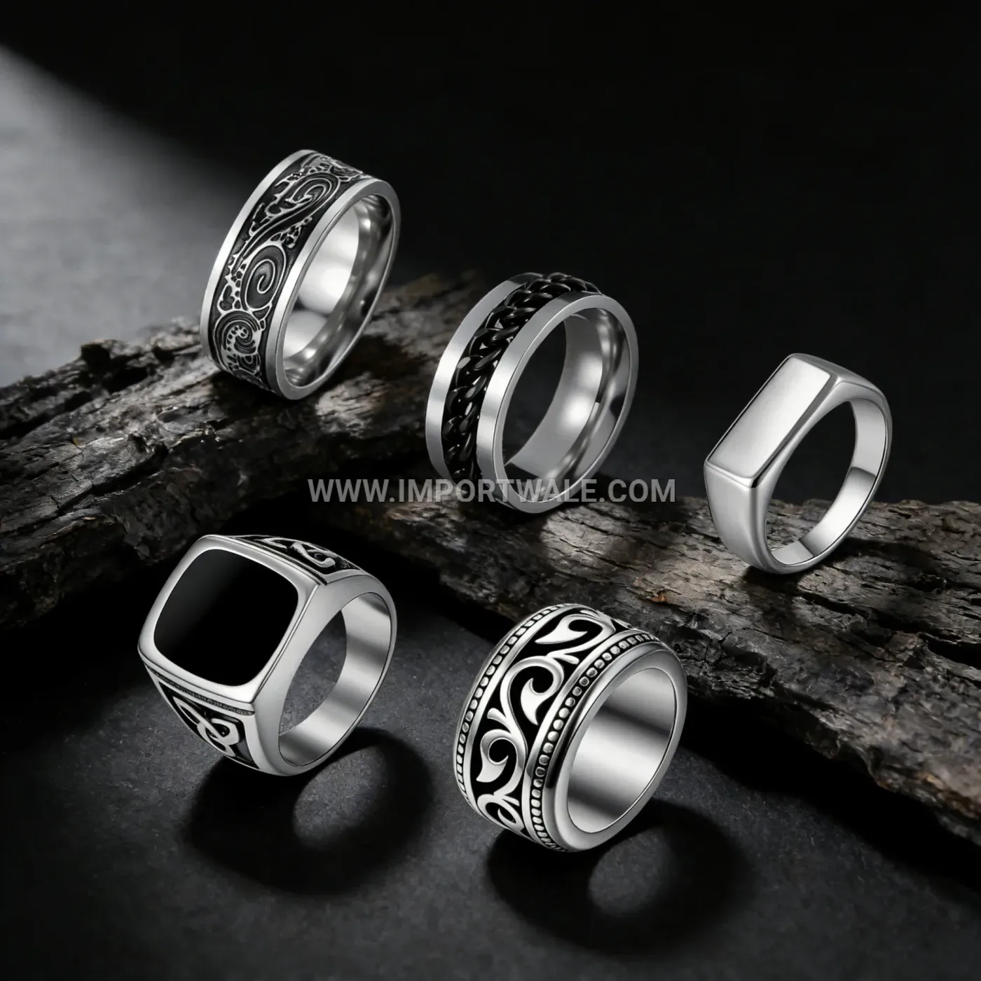 Geometric Electroplated Stainless Steel Band Ring