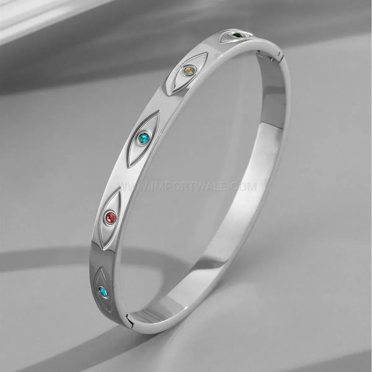 Elegant Titanium Steel Evil Eye Bangle Bracelet