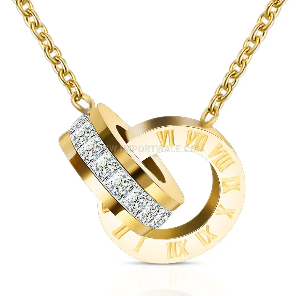 Elegant Roman Numeral Disc Stainless Steel Multi Layer Necklace