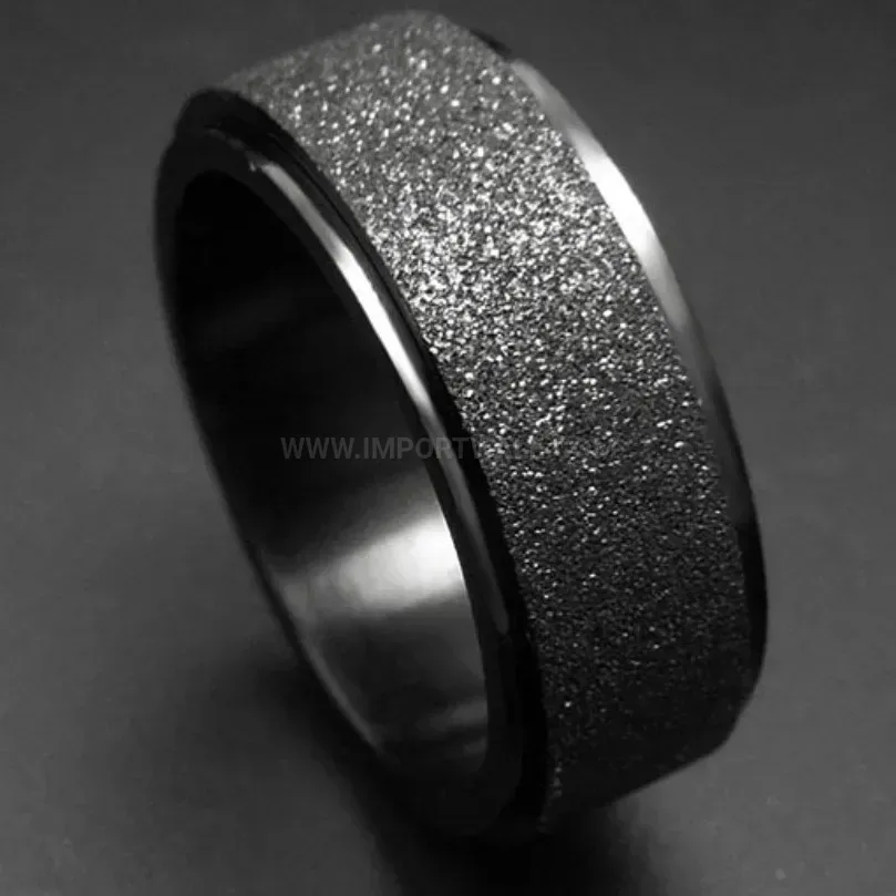 Classic Minimalist Black Matte Spinner Stainless Steel Ring