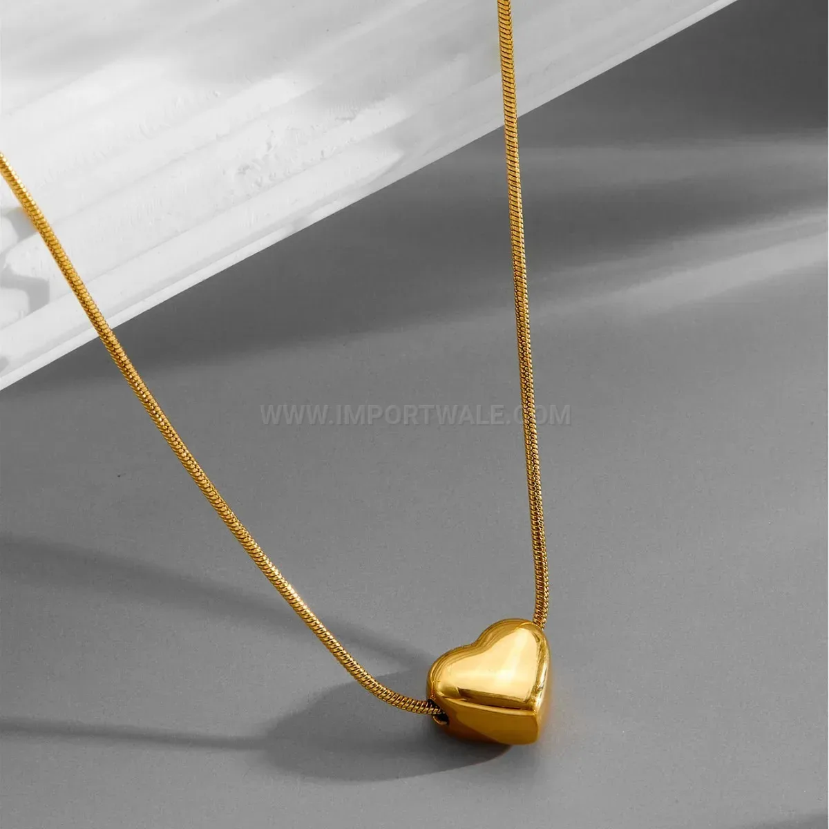 Trendy Gold Plated Titanium Steel Heart Snake Chain Collar Necklace