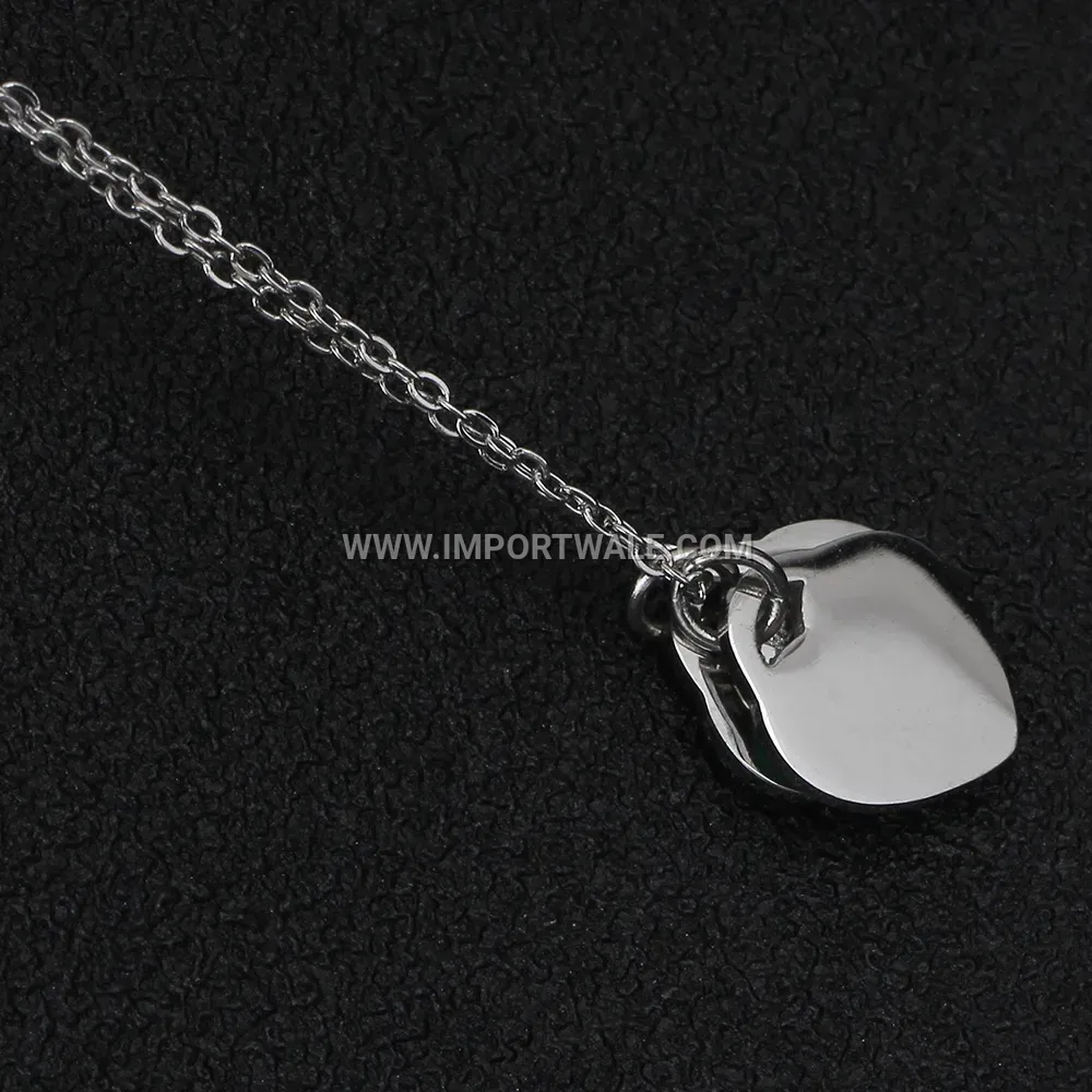 Blue Enamel Double Heart Stainless Steel Pendant Necklace