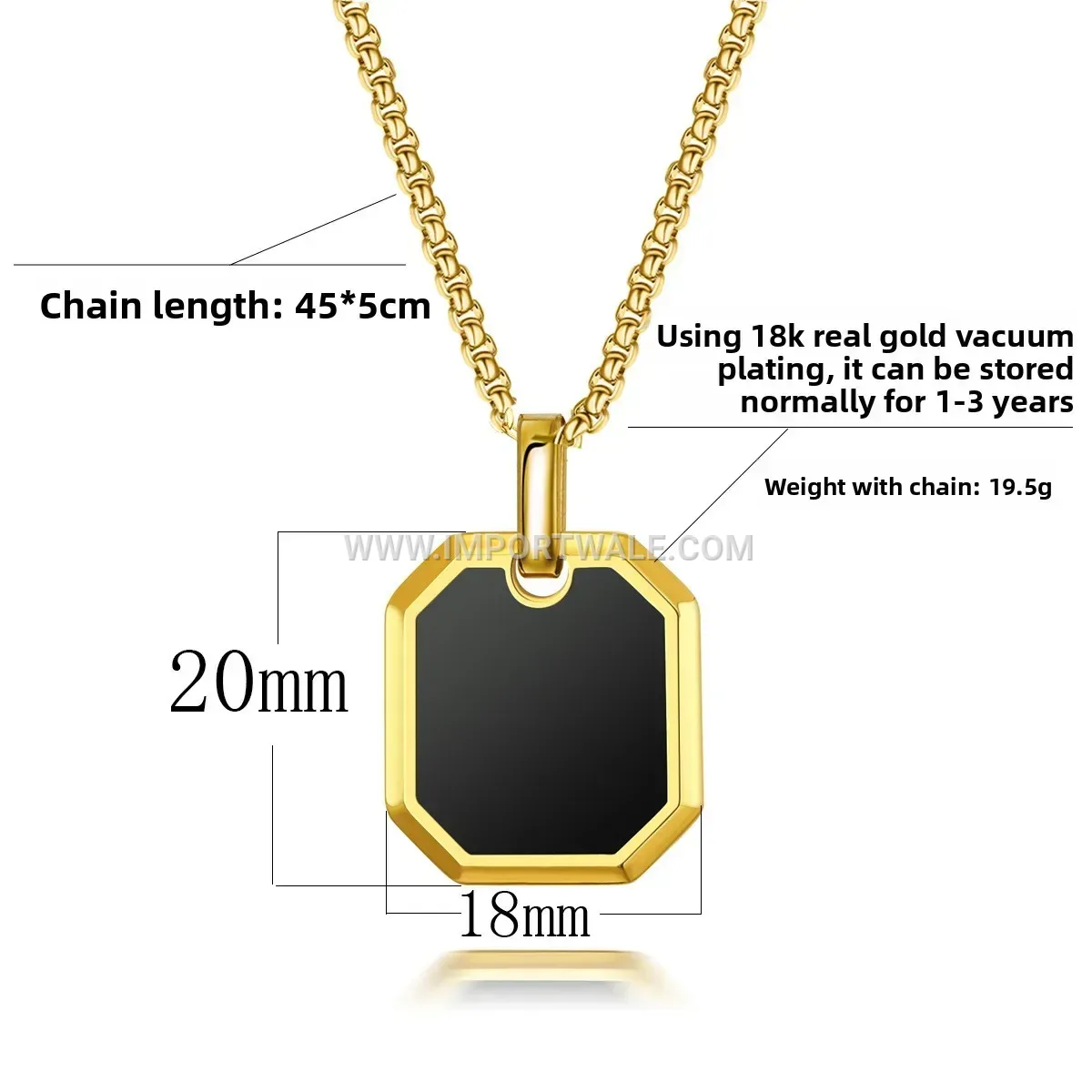 Geometric Gold Plated Stainless Steel Pendant Necklace