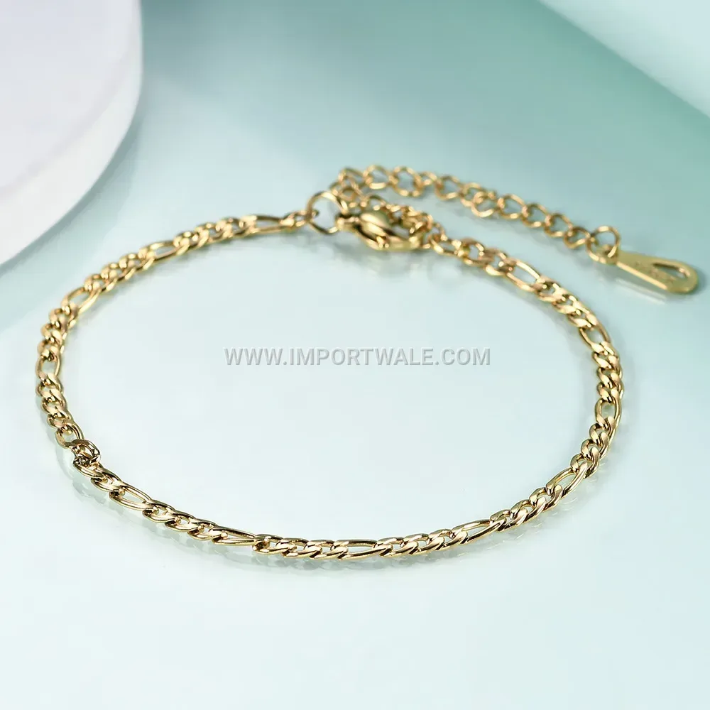 Station Figaro Chain Stainless Steel Link Bracelet
