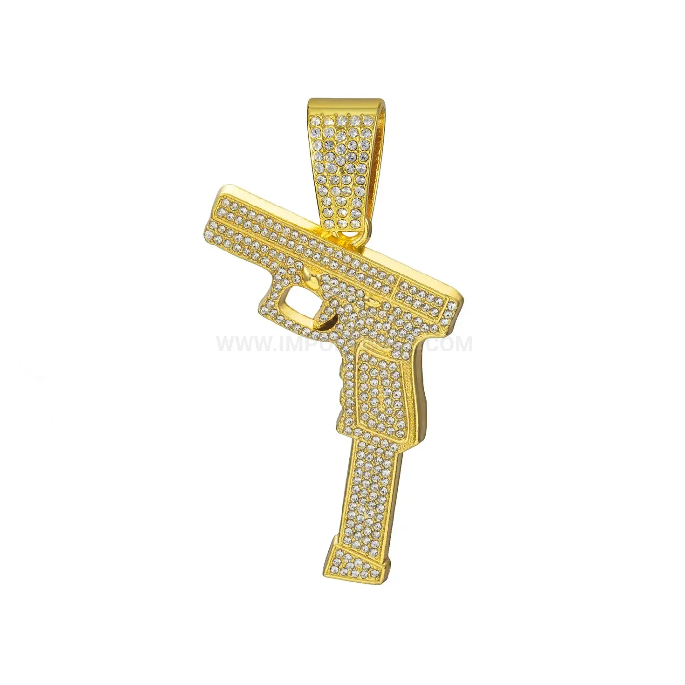 Stylish Rhinestone Pistol Pendant Alloy Hip Hop Jewelry