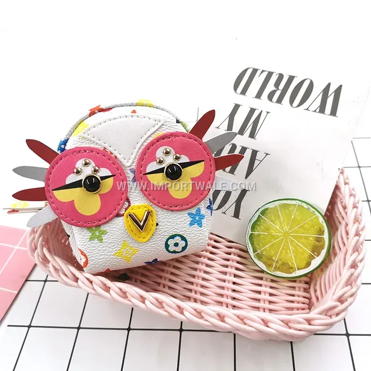 Patterned Owl Zip Pouch Keychain Charm