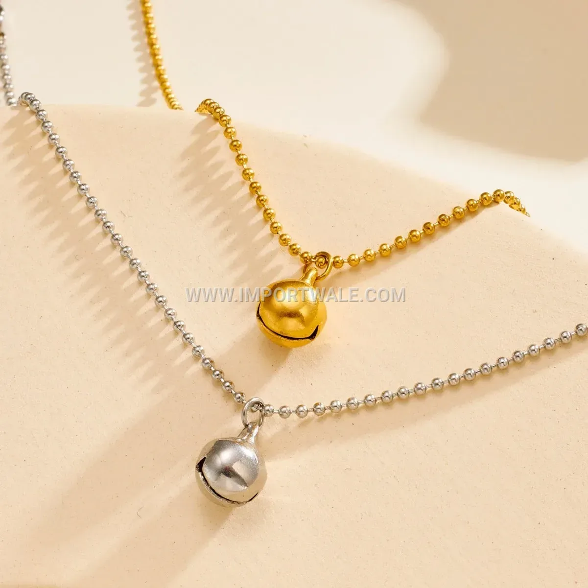 Beaded Bell Charm Stainless Steel Chain Anklet