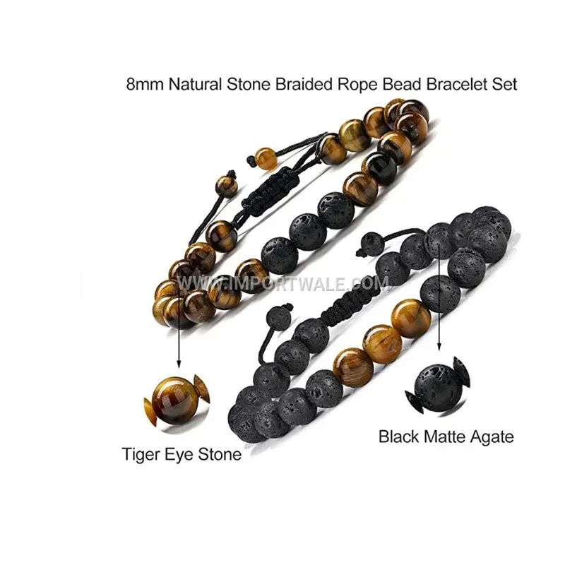 Vintage Geometric Faux Leather Slim Strand Bracelet with Metal Beads