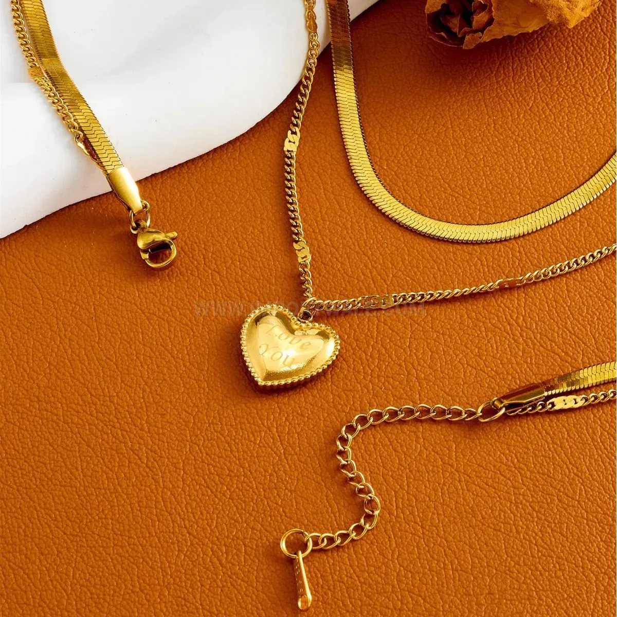 Chic Double Layered Titanium Steel Heart Pendant Necklace