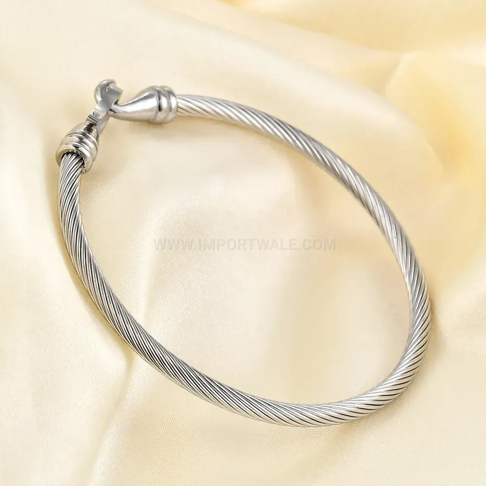 Classic Horseshoe Shackle Clasp Cable Wire Stainless Steel Bangle