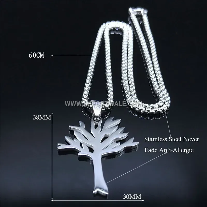 Hollow Tree of Life Stainless Steel Pendant Necklace