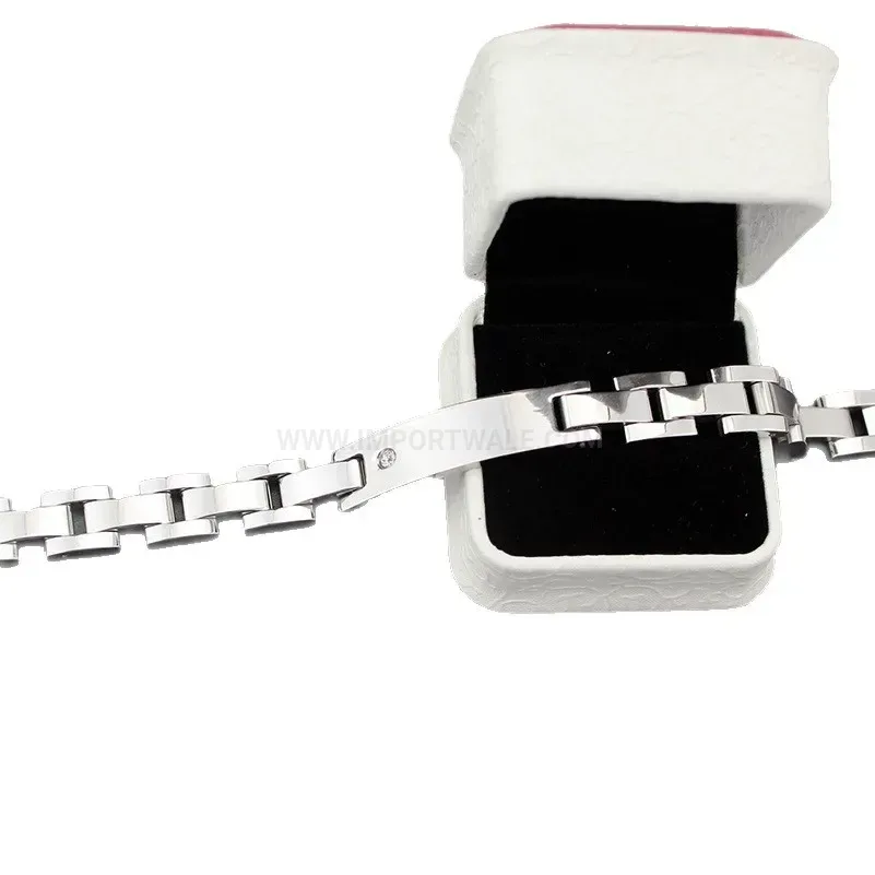 Fashion Rhinestone-Embellished Titanium Steel Bio Magnetic Couples Bracelet