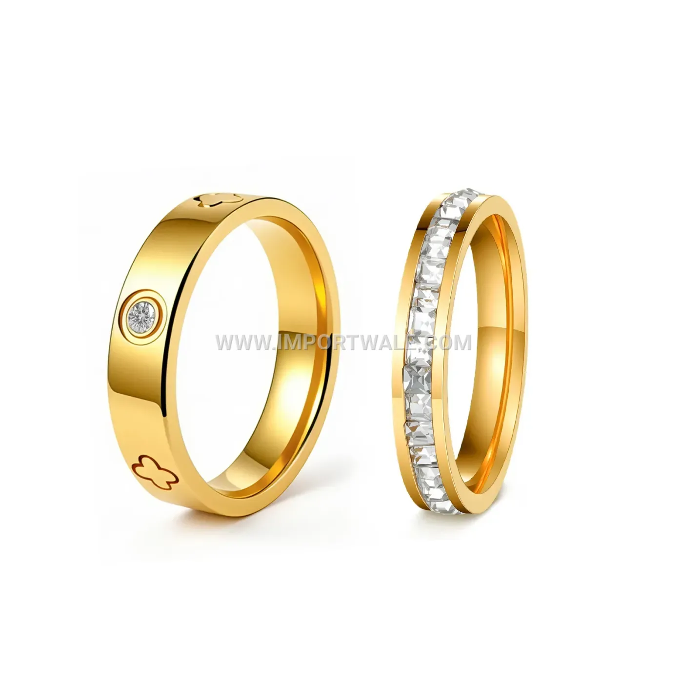 Four-Leaf Clover Crystal Stainless Steel Eternity Ring