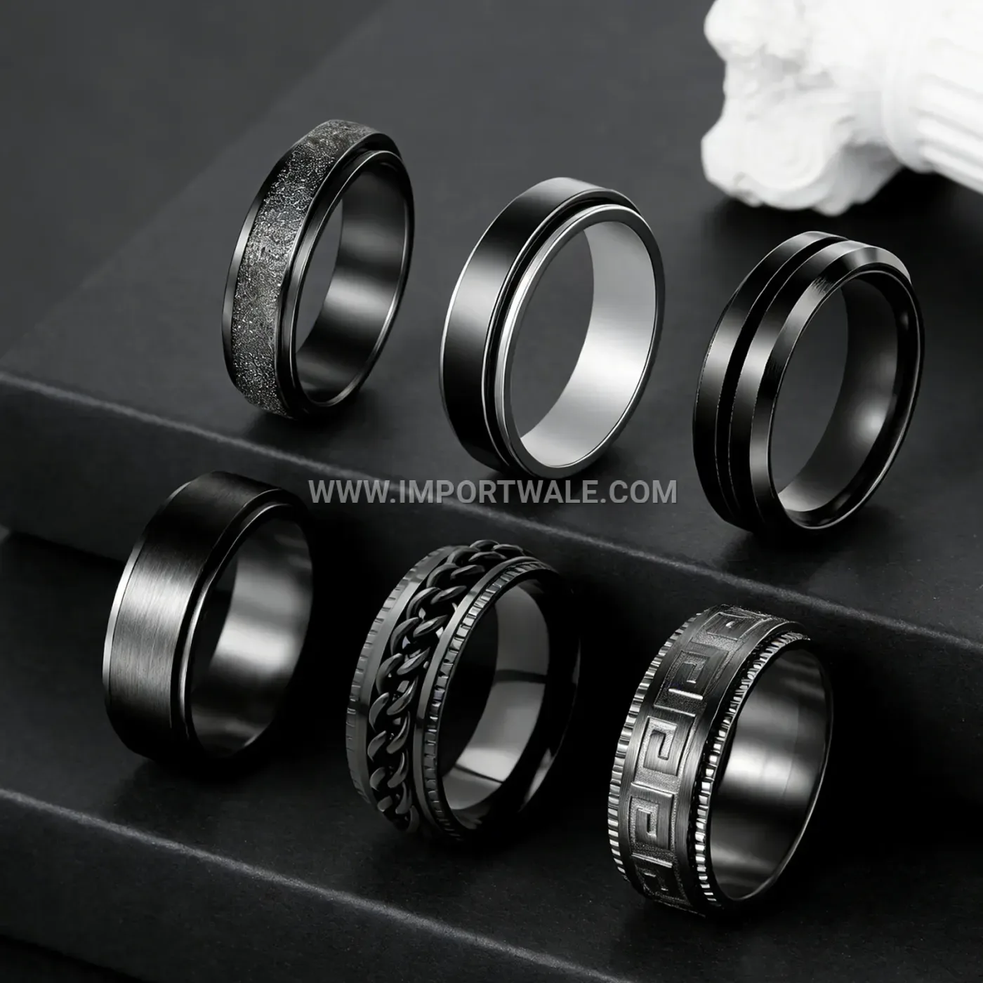 Frosted Chain Spinner Stainless Steel Ring