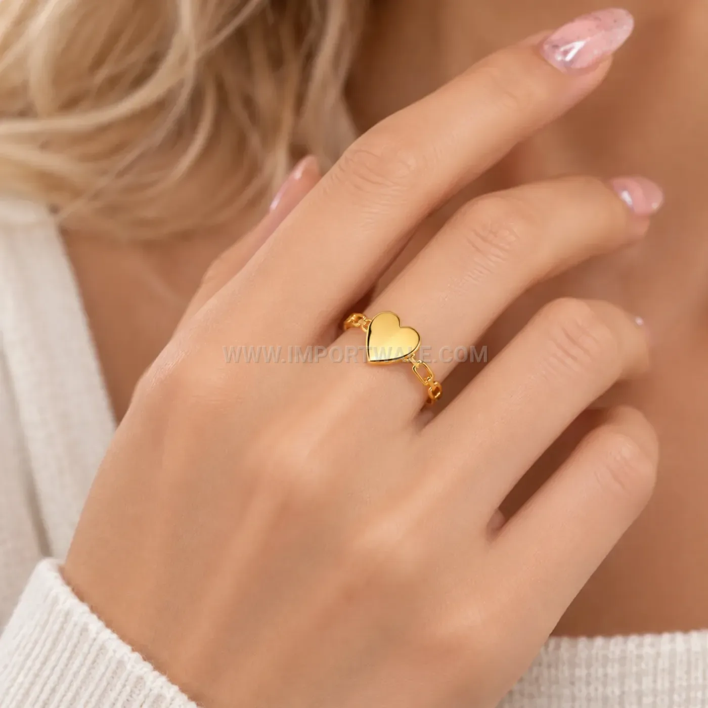 Roman Numeral Cutout Gold Plated Stainless Steel Ring Set