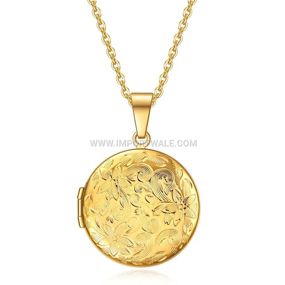 Customizable Openable Heart and Round Locket Pendant Necklace