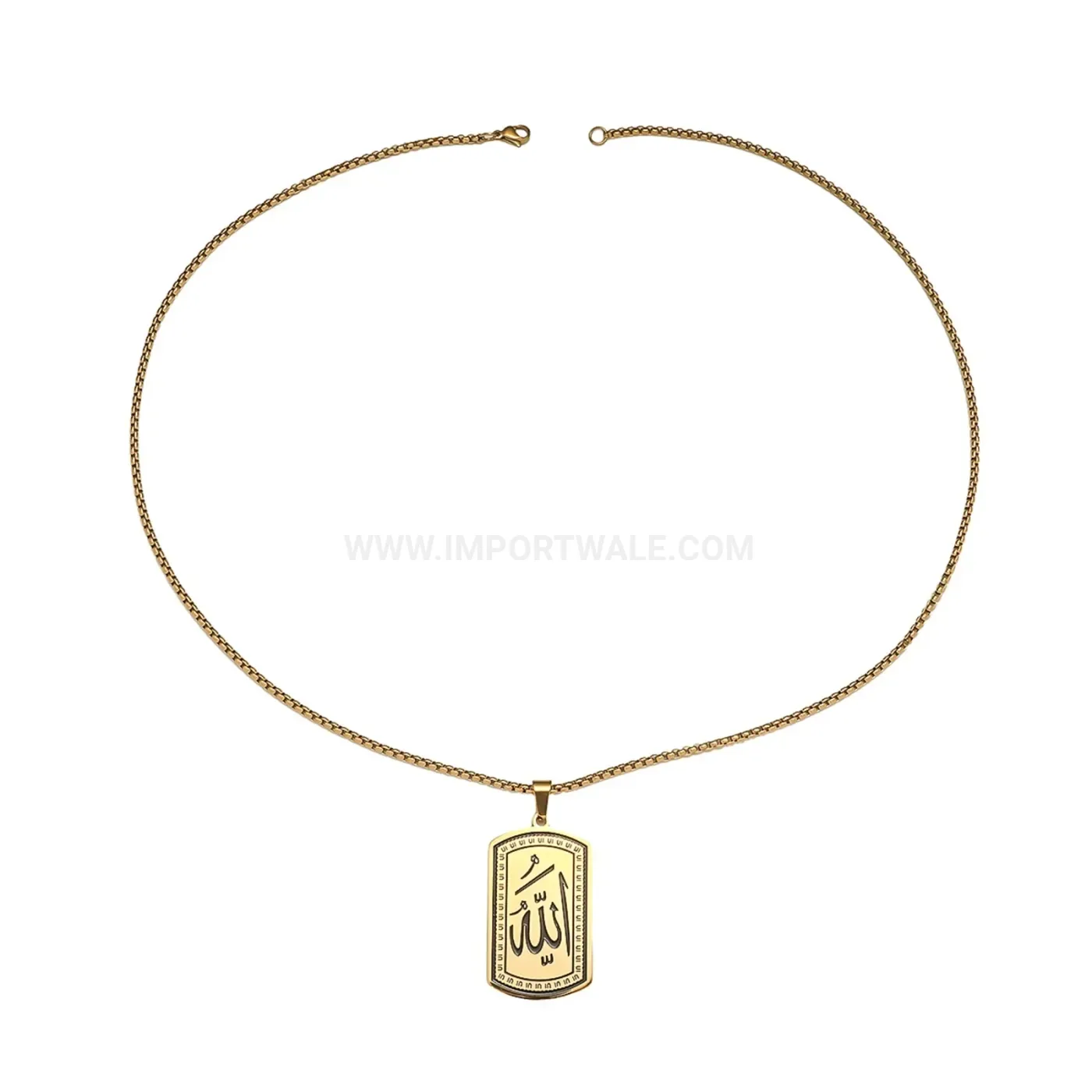 Chic Stainless Steel Arabic Allah Calligraphy Amulet Pendant Necklace
