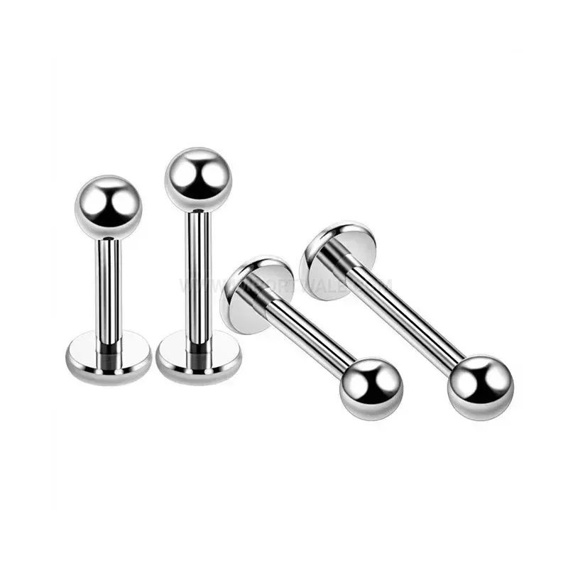 Elegant Internally Threaded Titanium Ball Labret Cartilage Piercing Earrings