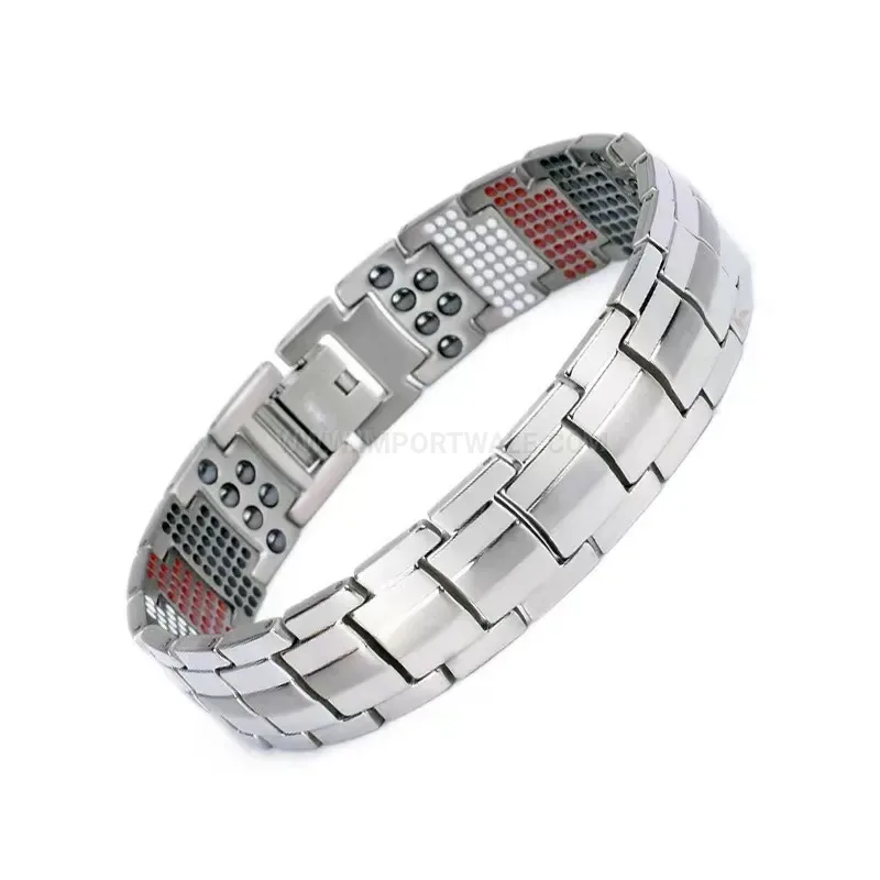 Elegant Wide Pure Titanium Magnetic Bio Bracelet
