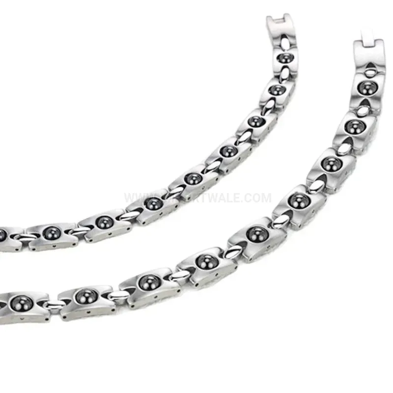 Chic Couples Pure Titanium Rotating Bio Magnetic Bracelet with Hematite Elements