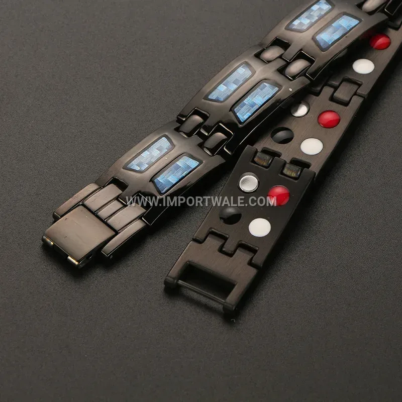 Carbon Fiber Inlay Titanium Steel Magnetic Bracelet
