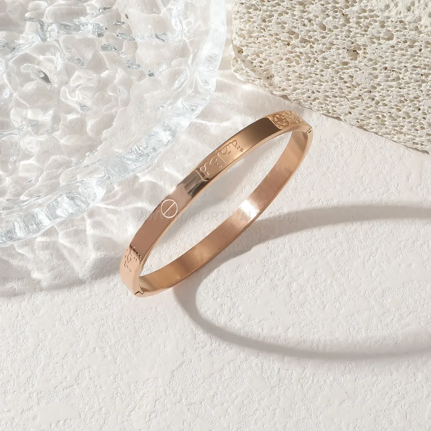 Stainless Steel Engraved Script Open Cuff Bangle