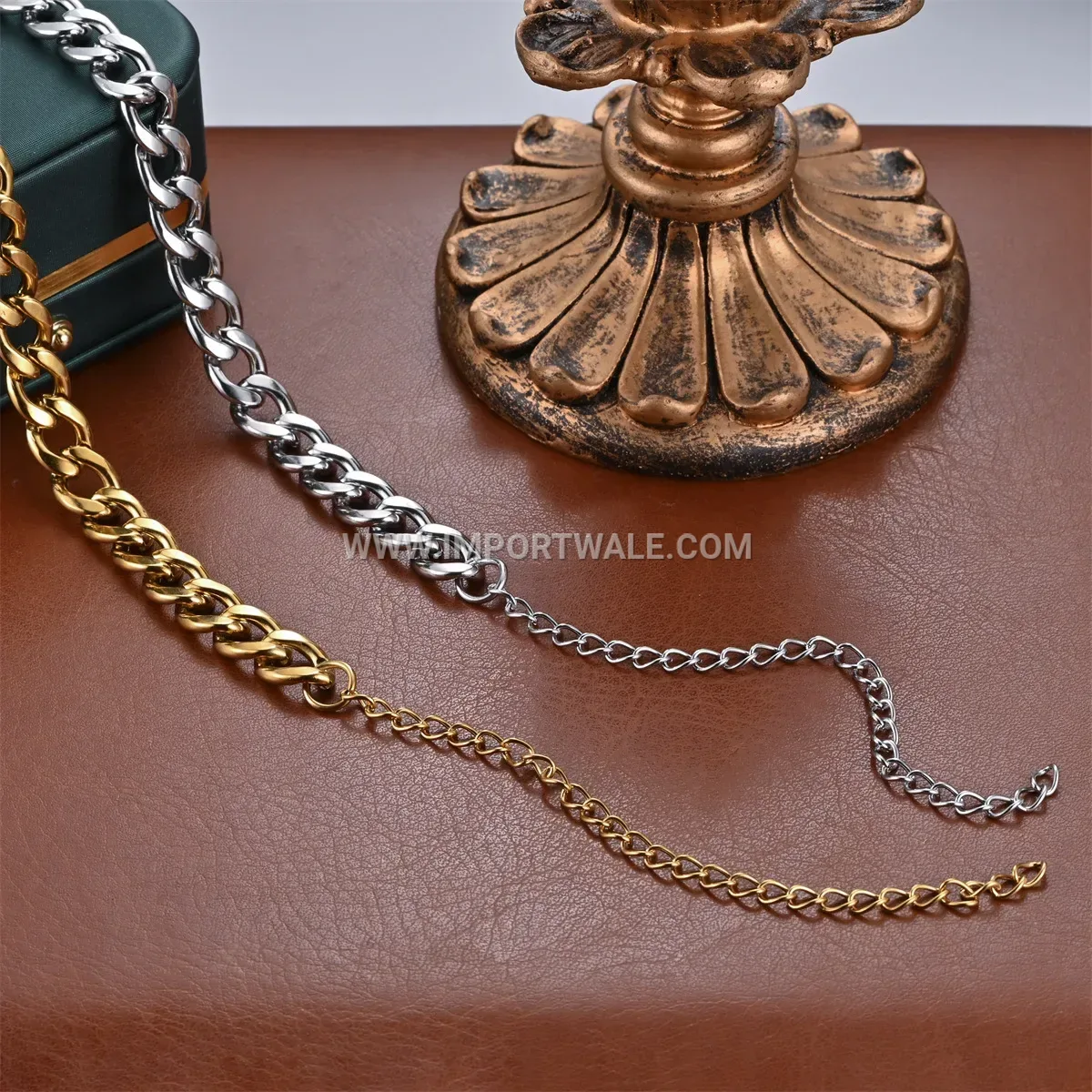 Stainless Steel Cuban Link Chain Anklet with Extension