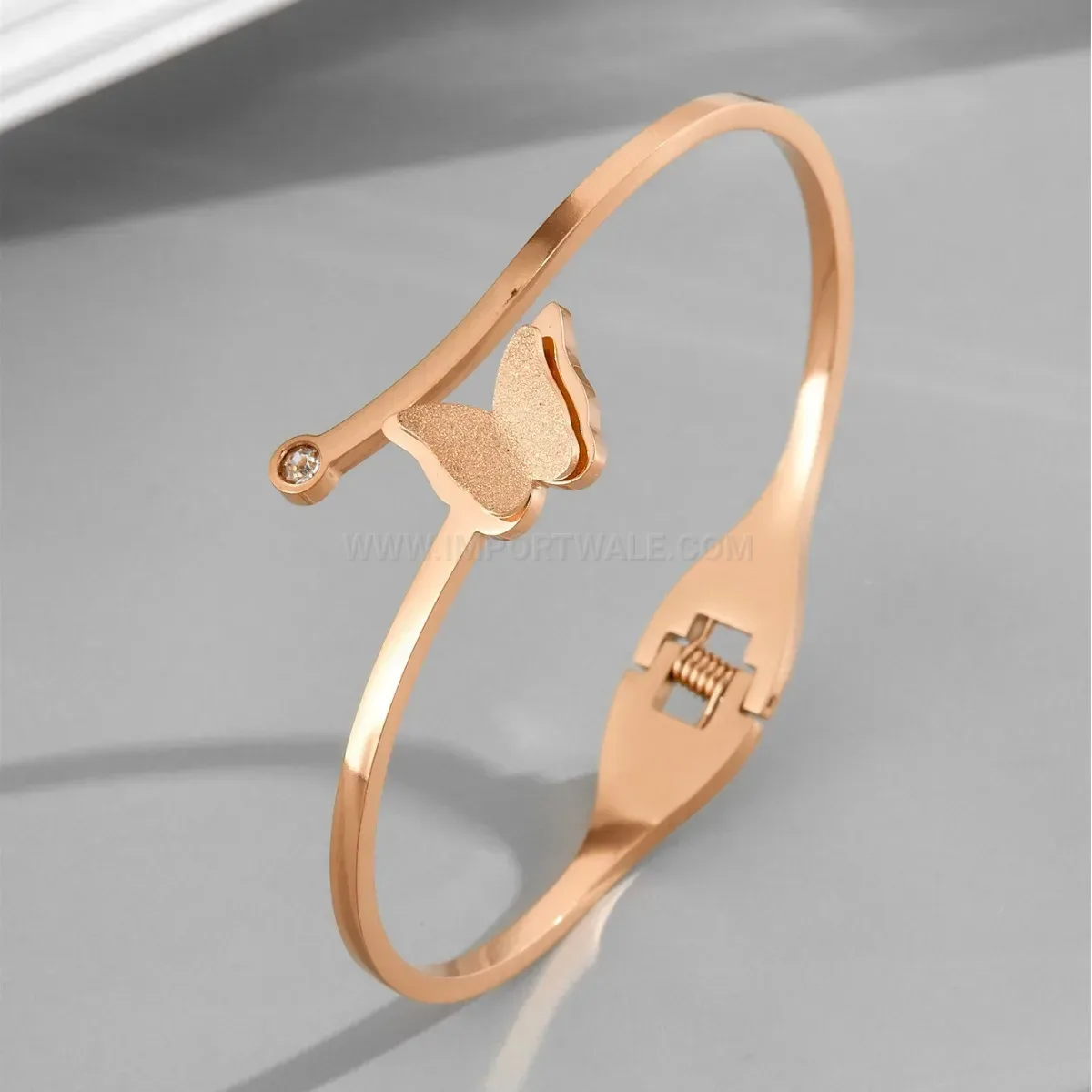 Frosted Butterfly Motif Titanium Steel Sleek Bangle