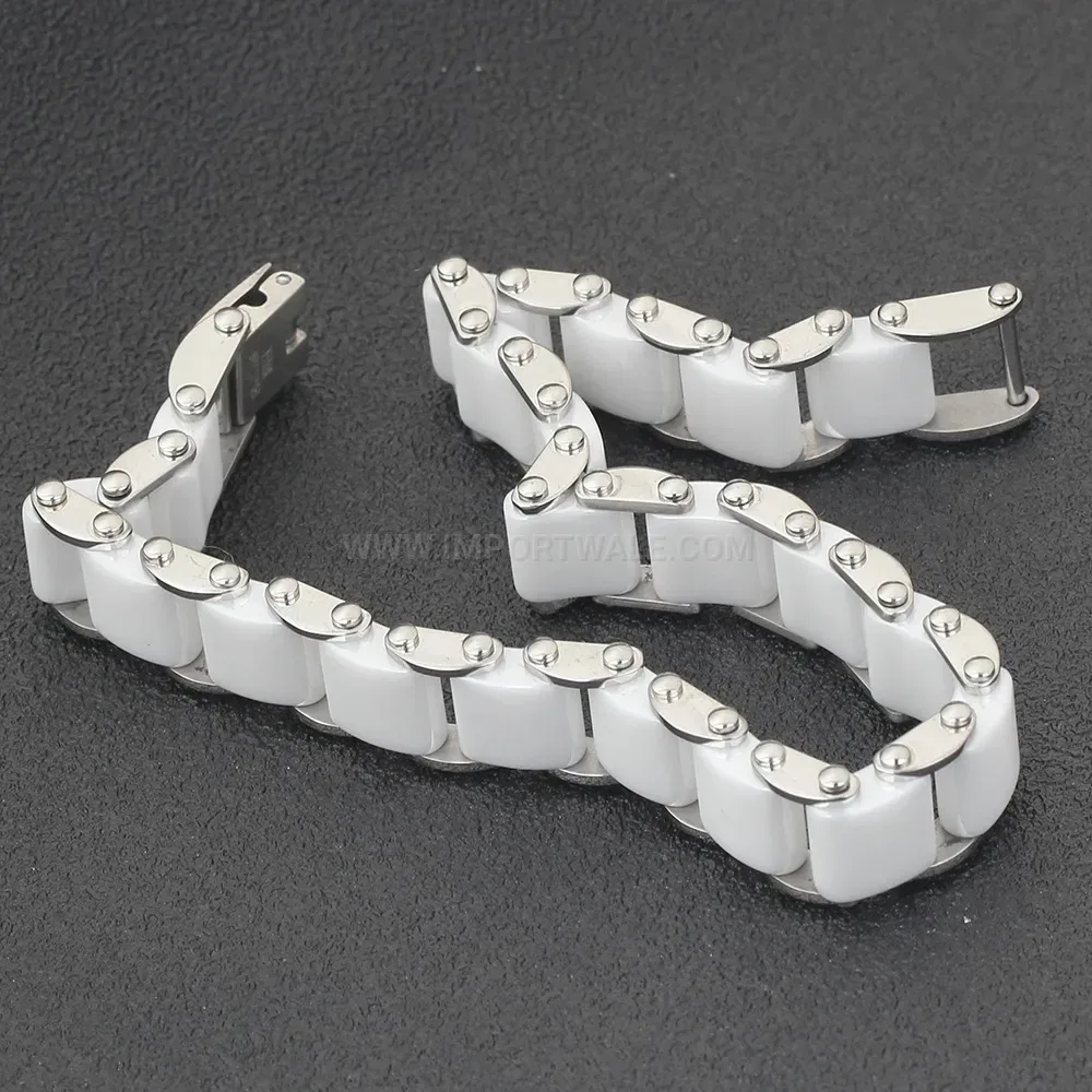 Sleek Ceramic and Titanium Steel Link Bracelet