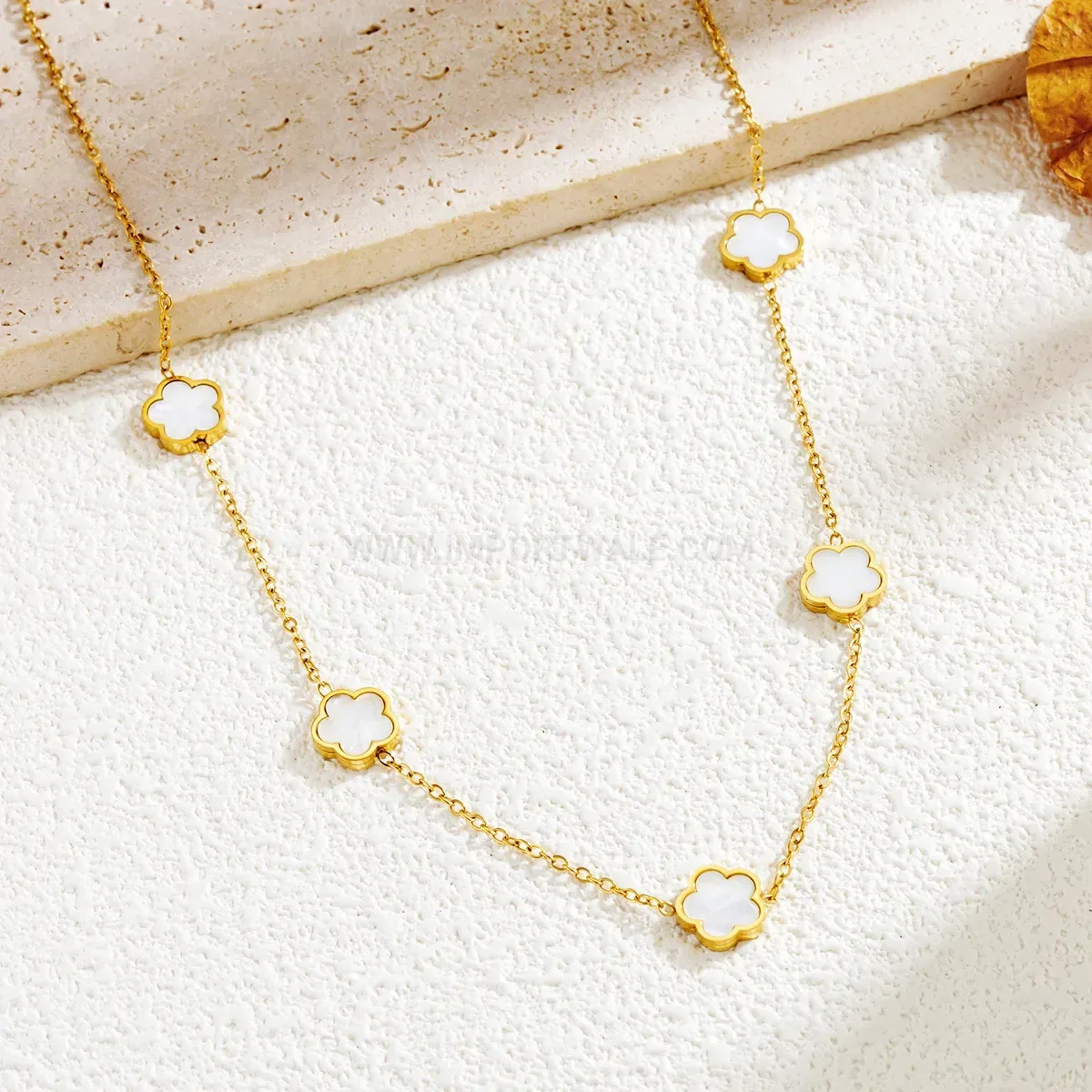 Bold Gold Plated Stainless Steel Floral Pendant Necklace for Women