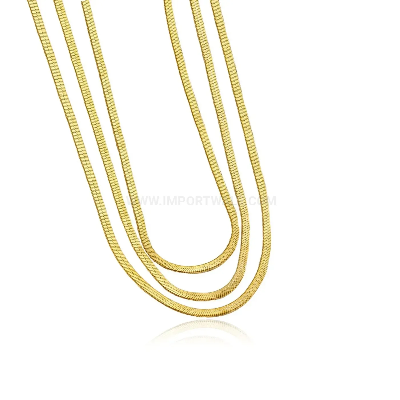 Triple Layer Gold Stainless Steel Blade Chain Necklace