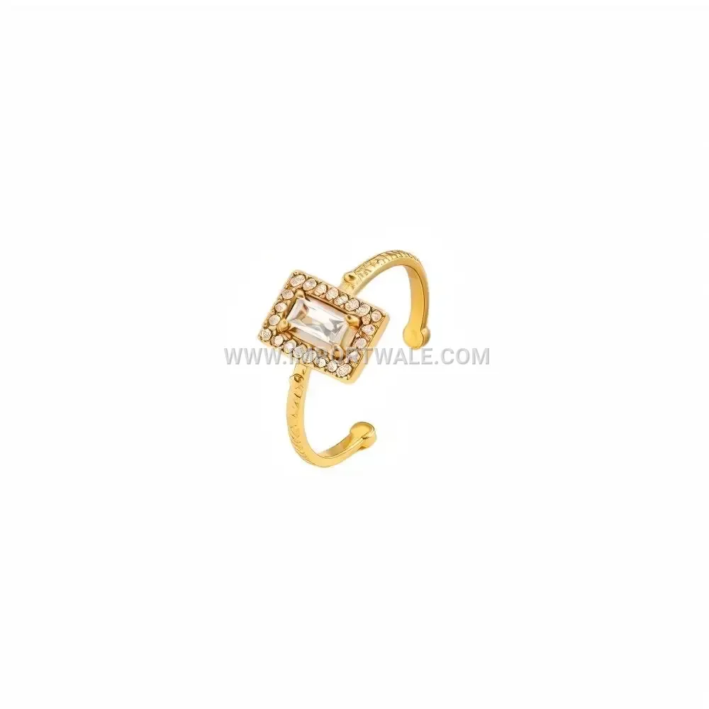 Pavé Zircon Open Stainless Steel Ring