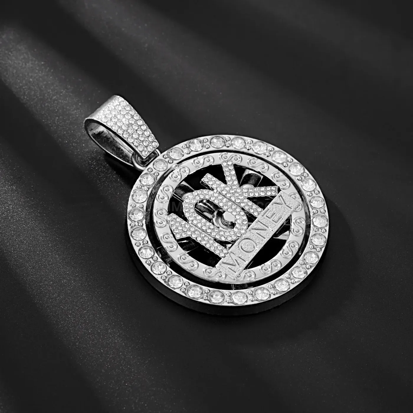 Classic Spinning 10K Money Pendant Cuban Chain Necklace