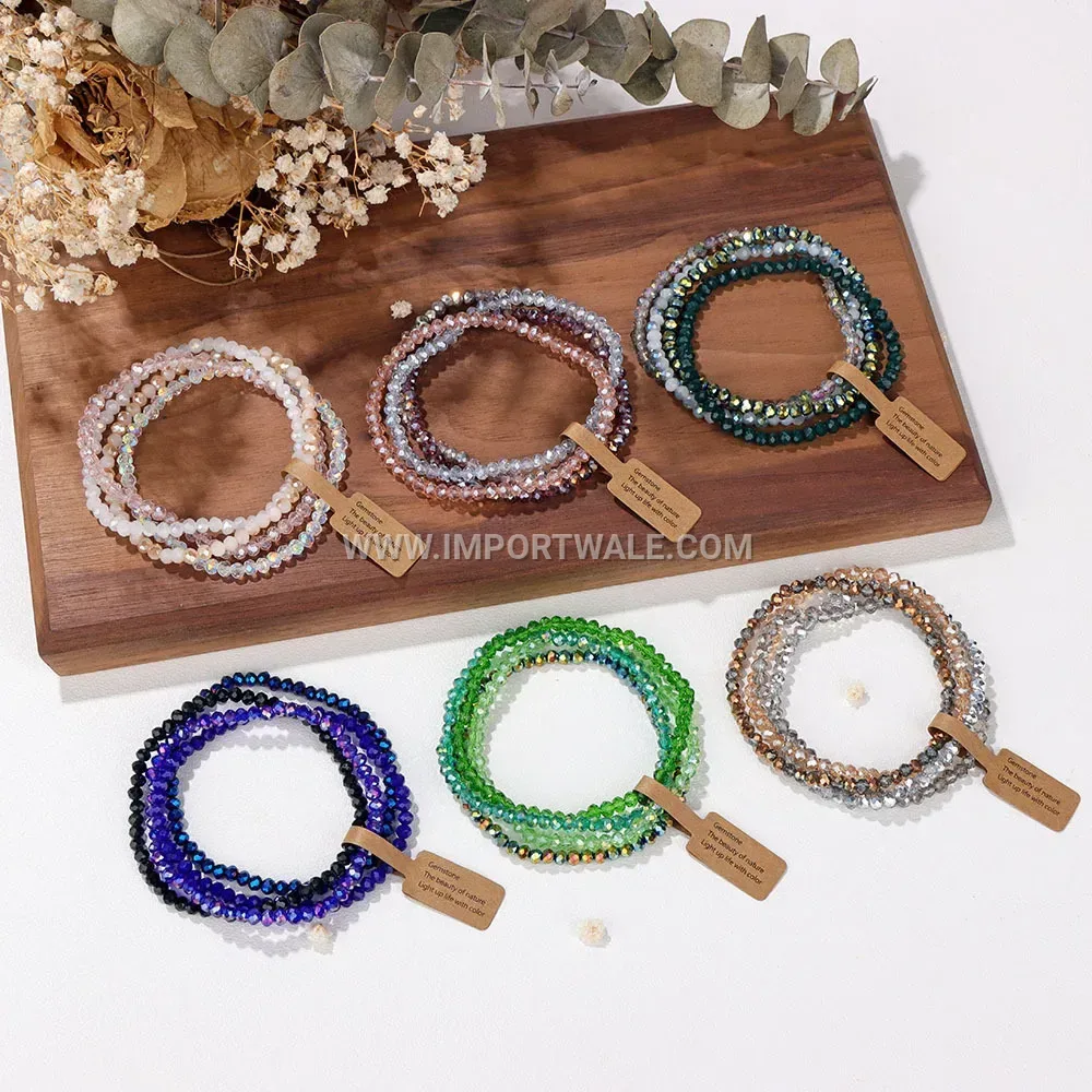 Multi Strand Tricolor Faux Leather Bracelet with Magnetic Clasp