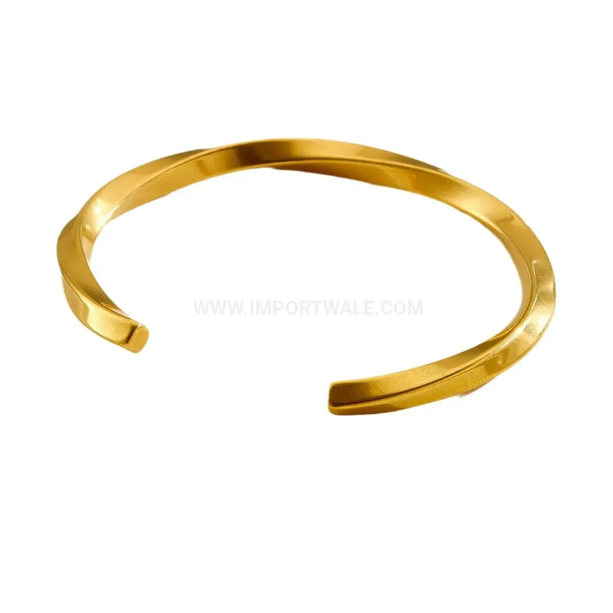 Elegant Twisted Geometric Gold Plated Titanium Steel Open Bangle