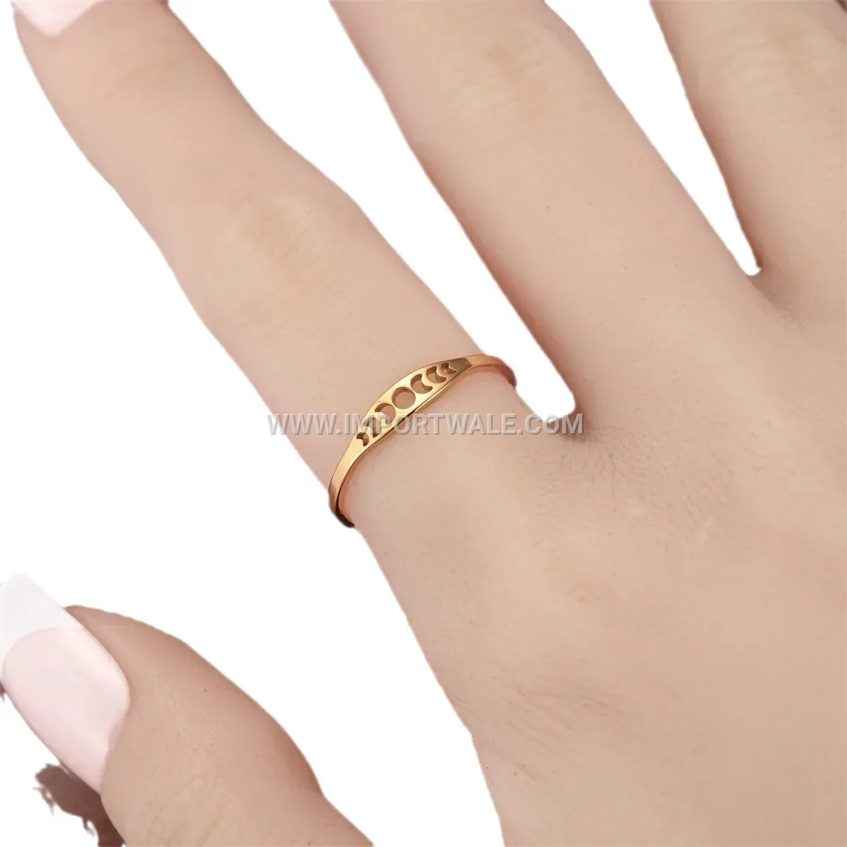 Delicate Cutout Celestial Motif Stainless Steel Band