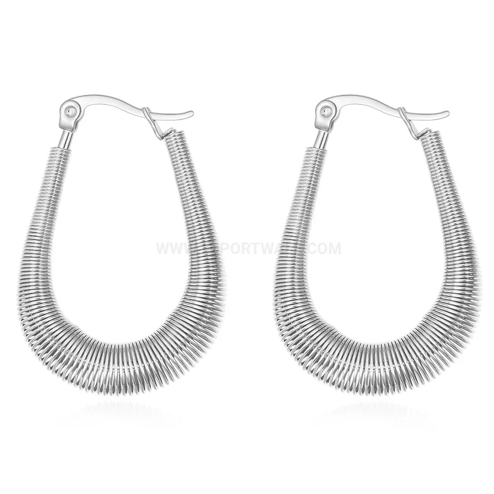 Modern Spring U Shaped Stainless Steel Hoop Earrings