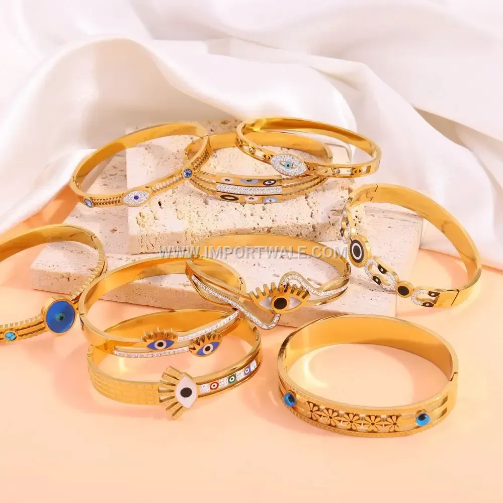 Retro Gold Tone Titanium Steel Geometric Bangle Bracelet