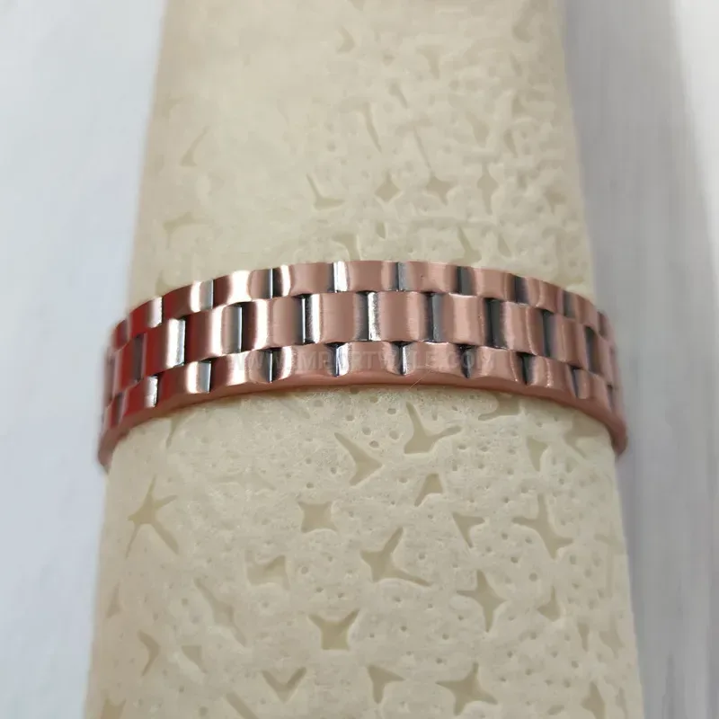 Vintage Woven Pattern Copper Magnetic Open Bio Bracelet