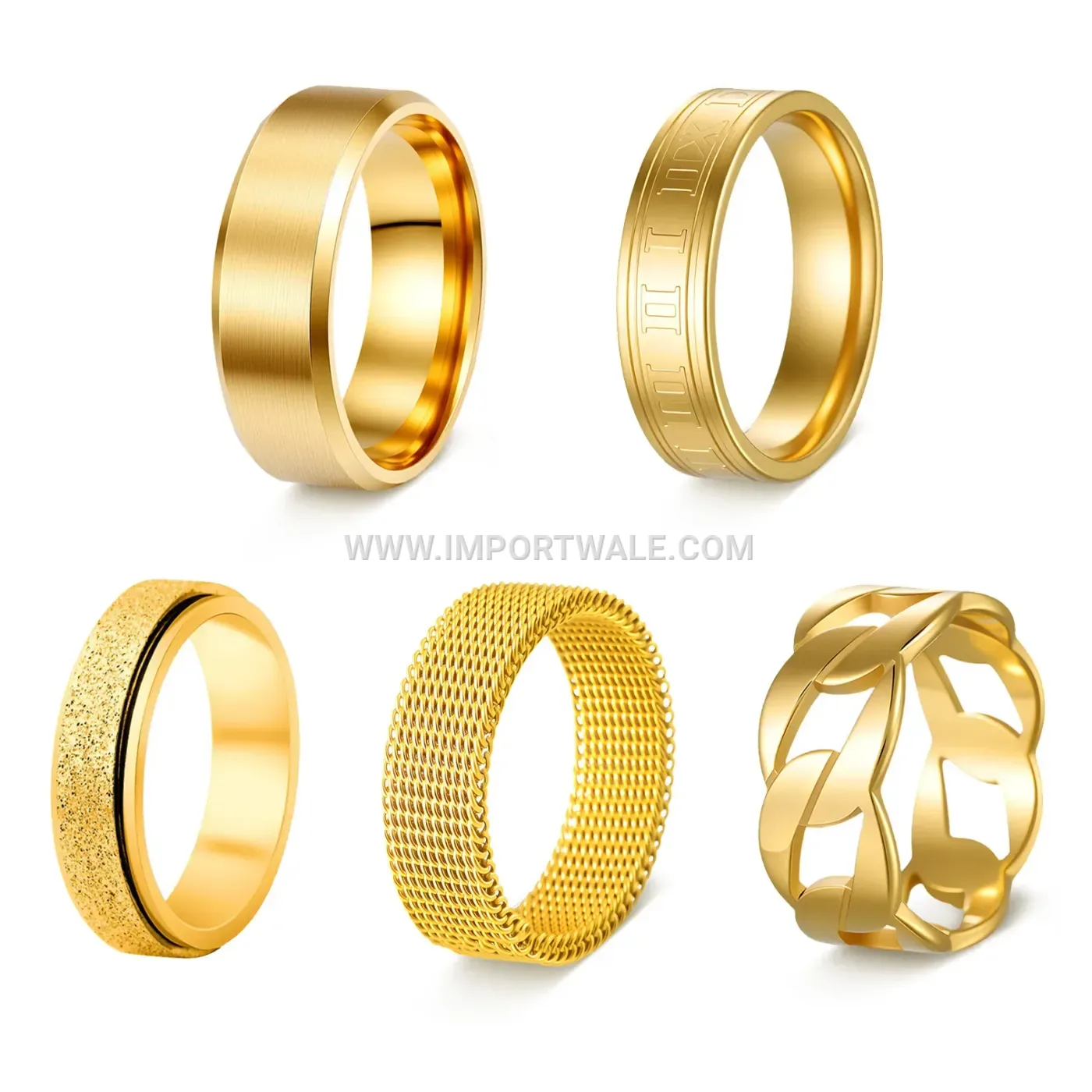 Geometric Plated Stainless Steel Band Ring for Men