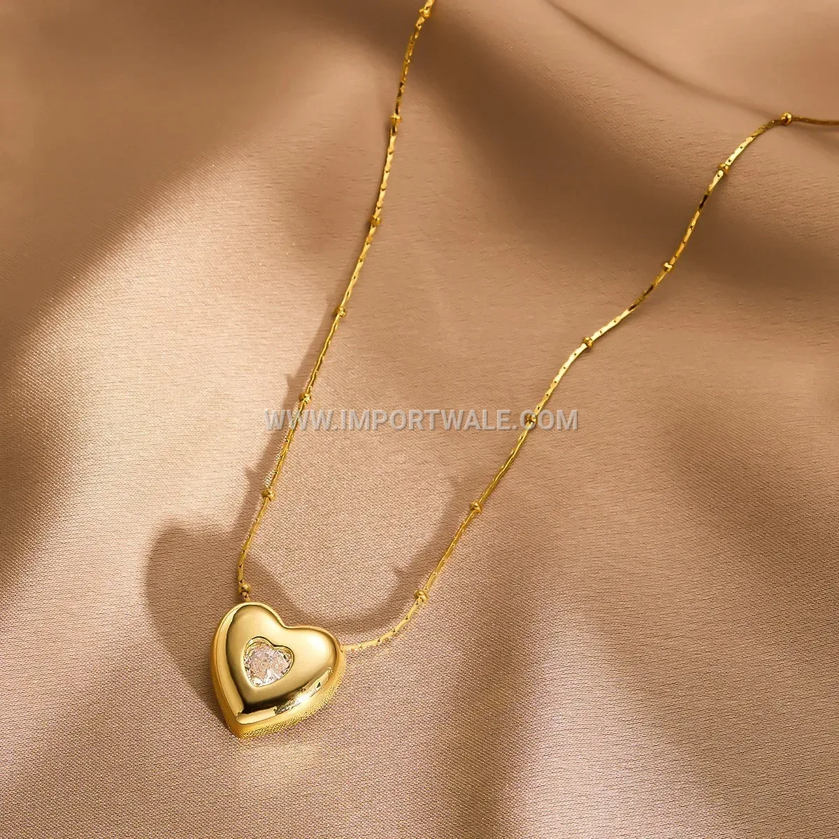 Heart Pendant Link Chain Stainless Steel Necklace