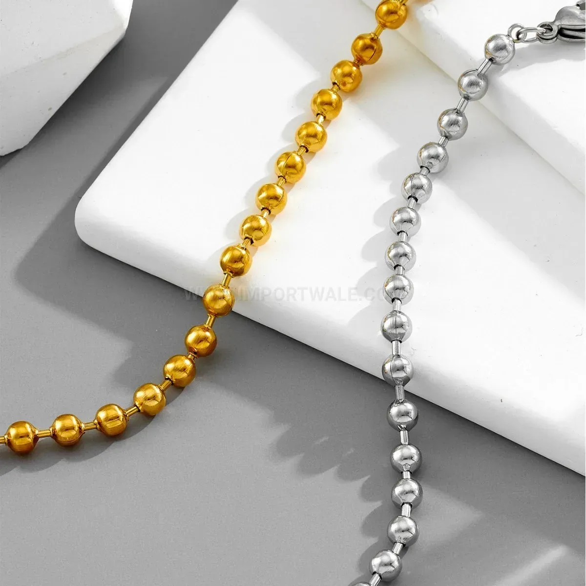 Modern Classic Gold Plated Titanium Steel Bead Bracelet