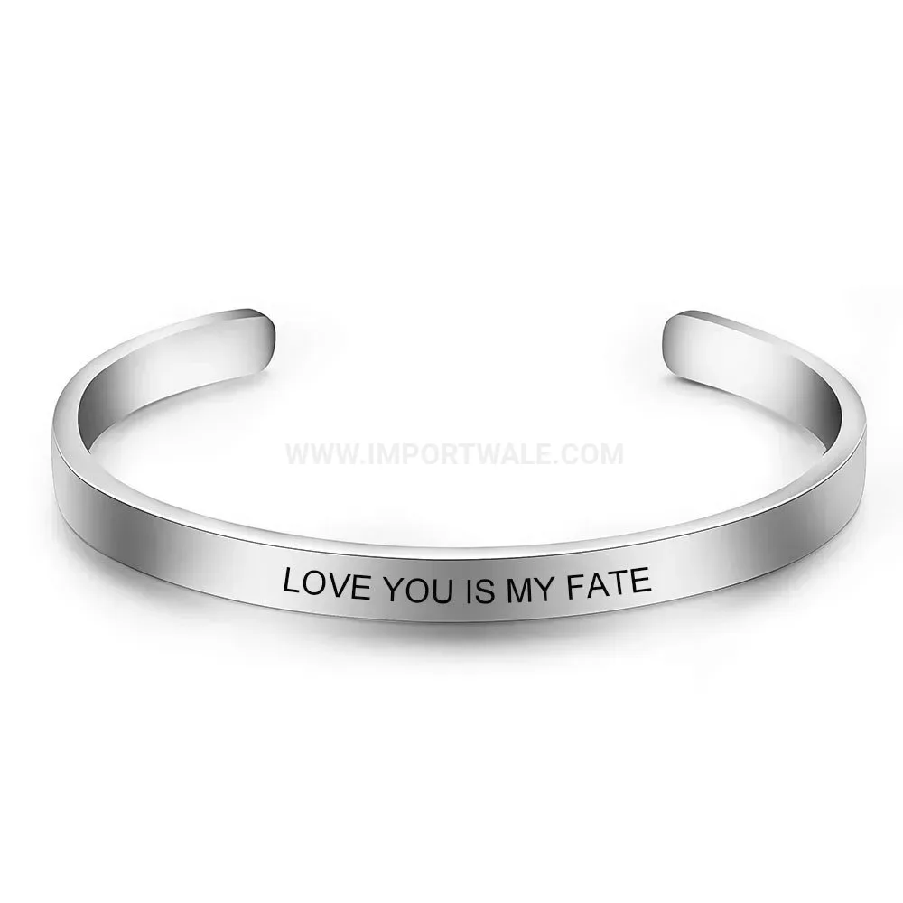 Classic Polished C Shape Open Cuff Stainless Steel Bracelet