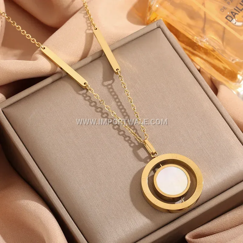Double Sided Rotating Roman Numeral Titanium Steel Necklace