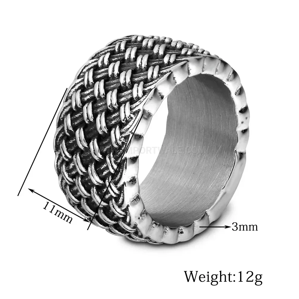 Designer Woven Intertwined Band Ring in Stainless Steel