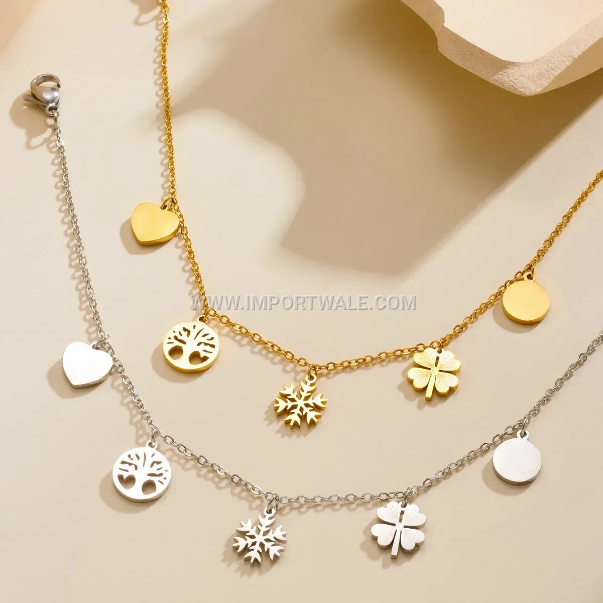 Vintage Snowflake Stainless Steel Charm Anklet