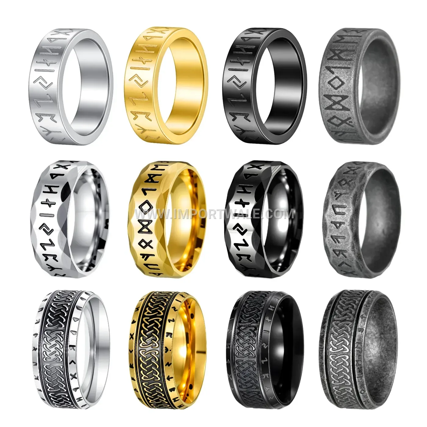 Textured Pattern Stainless Steel Ring Collection