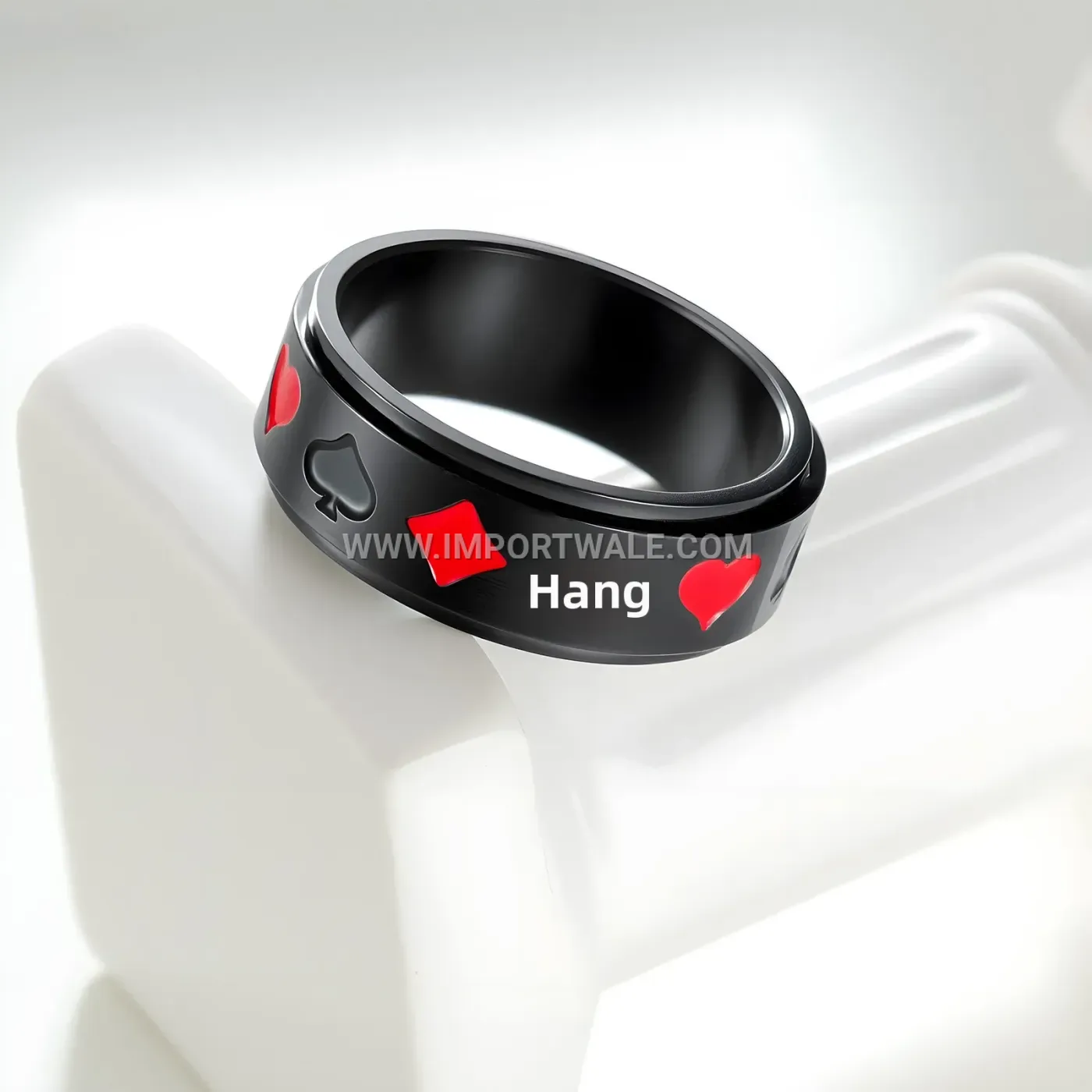 Spinning Playing Card Motif Stainless Steel Spinner Ring