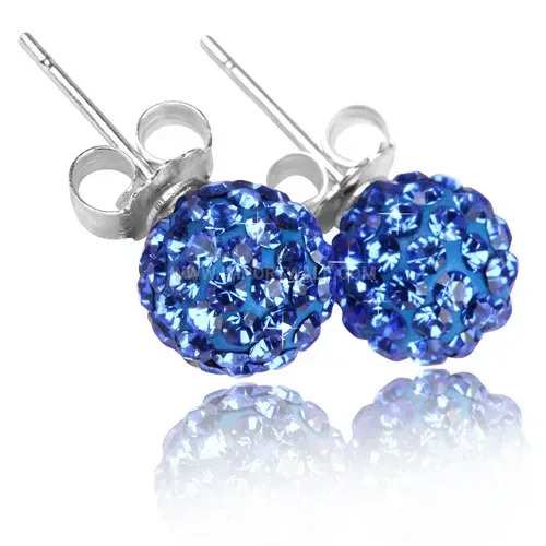 Stainless Steel Crystal Rhinestone Ball Stud Earrings