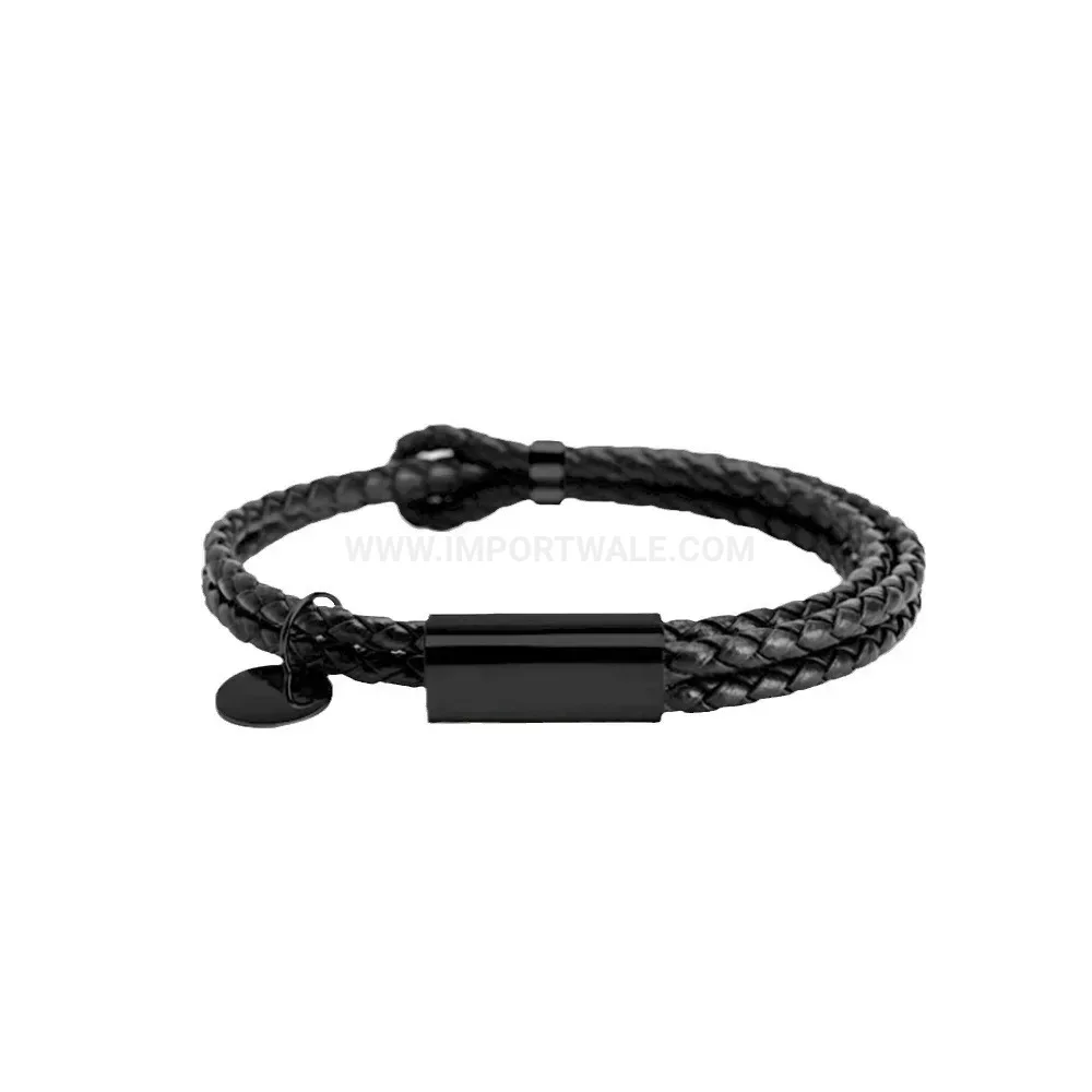 Adjustable Leather Stainless Steel Couple Bracelet